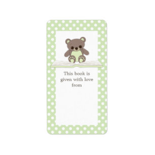 Green Baby Teddy Bär auf Book Gift Buchzeichen Lab Adressaufkleber