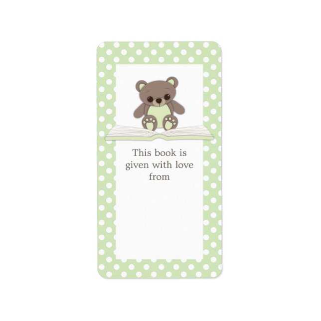 Green Baby Teddy Bär auf Book Gift Buchzeichen Lab Adressaufkleber (Vorne)