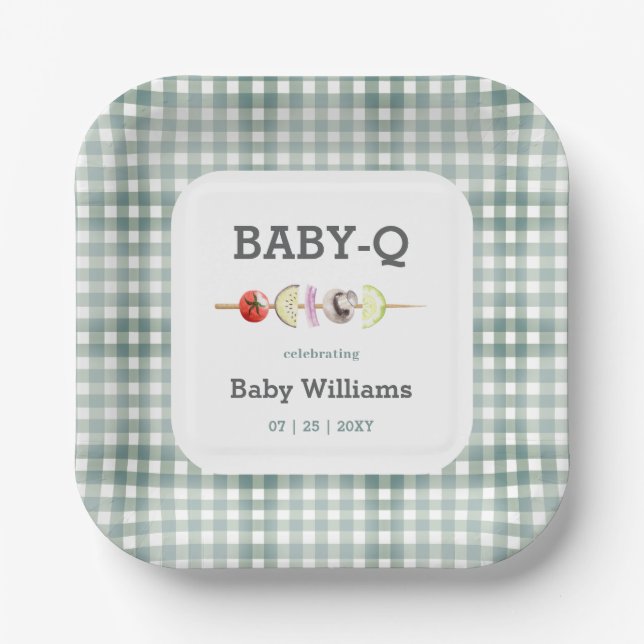 Green Babyque GRILLEN Couple Baby Dusche Pappteller (Vorderseite)