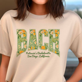 Green BACH Floral Retro Varsity Bridesmaid T-Shirt