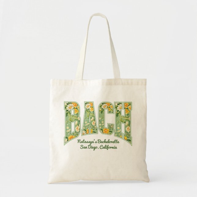 Green BACH Retro Floral Varsity Bridesmaid Tragetasche (Vorne)