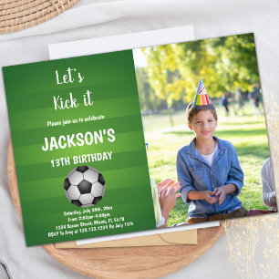 Green Back Ground Football Invitations Anniversair