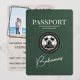 Green Bahamas Passport Save the Date