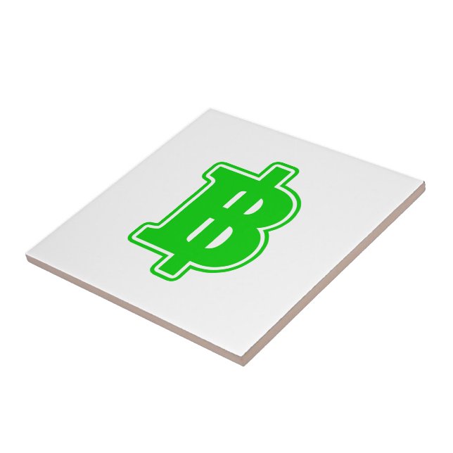 GREEN BAHT SIGN ฿ thailändischer ฿ Fliese (Seite)