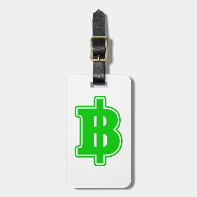 GREEN BAHT SIGN ฿ thailändischer ฿ Gepäckanhänger (Vorderseite vertikal)