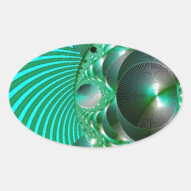 GREEN BALL ABSTRAKT MANDELBOT OVALER AUFKLEBER (Vorderseite)