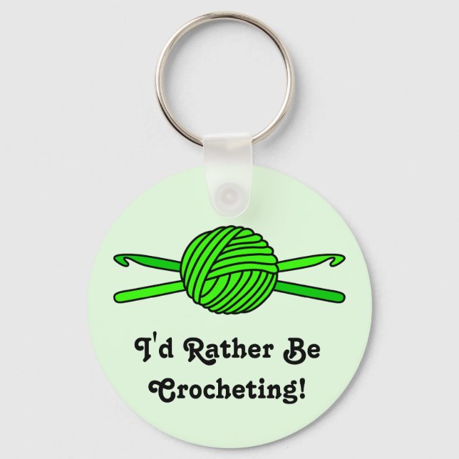 Green Ball of Yarn & Crochet Hooks - Version 2 Schlüsselanhänger (Vorderseite)