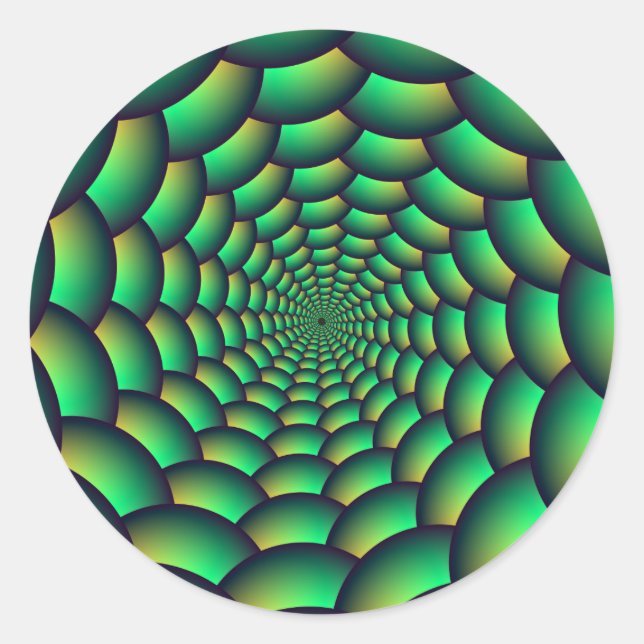 Green Ball Spiral Tunnel Runder Aufkleber (Vorderseite)