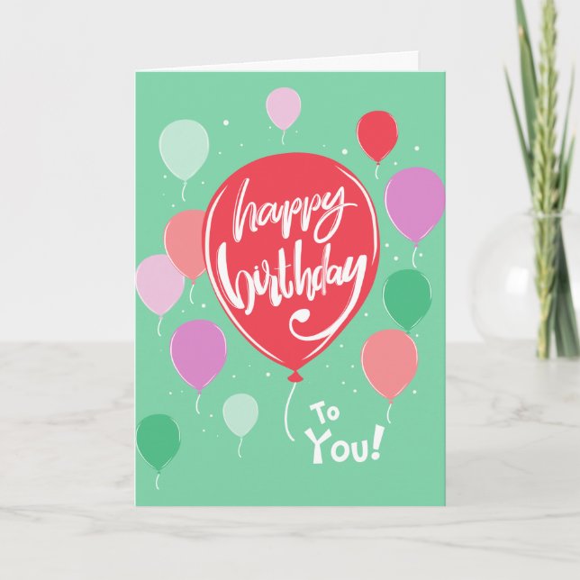 Green Ballons Birthday Card Karte (Vorderseite)