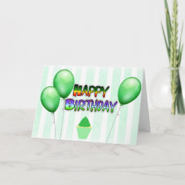 Green Balloons Happy Birthday Card Karte