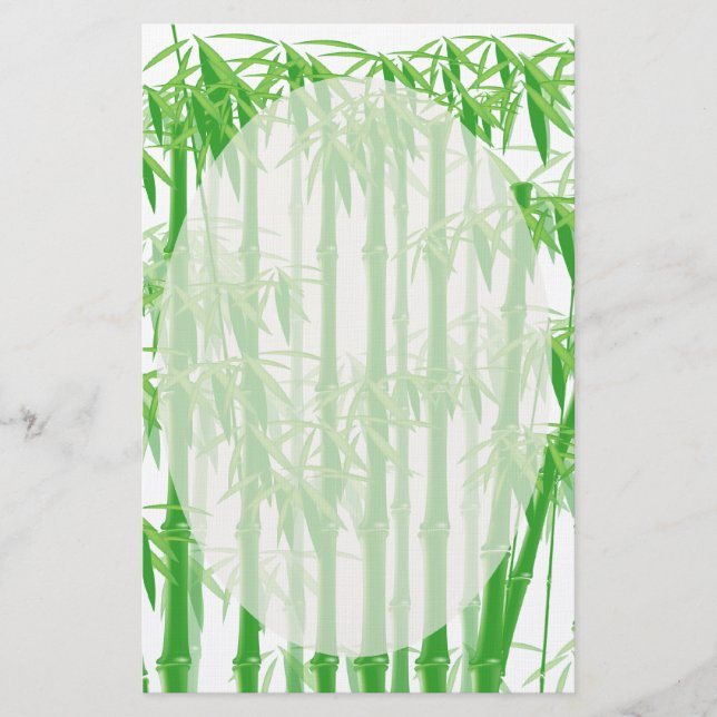 Green Bamboo Floral Stationary Briefpapier (Vorderseite)