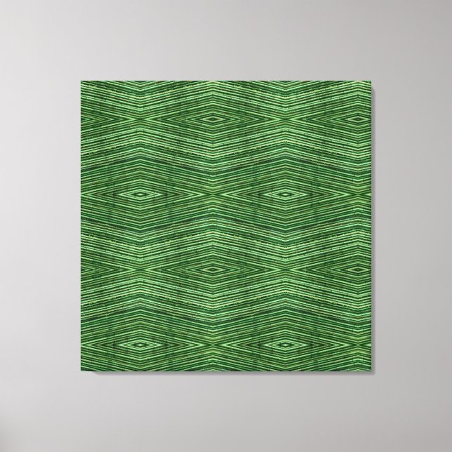 Green Bamboo Modern Diamond Pattern Leinwanddruck (Vorderseite)