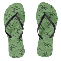 Green Bamboo Muster Flip Flops