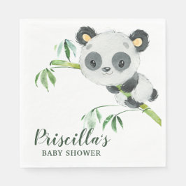 Green Bamboo Panda Baby Shower Gender Neutral Serviette