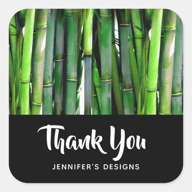 Green Bamboo Stalks Business Vielen Dank Quadratischer Aufkleber (Vorderseite)