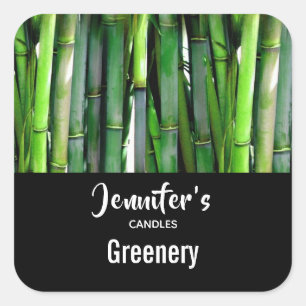 Green Bamboo Stalks Nature Foto - Candle Business Quadratischer Aufkleber