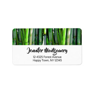 Green Bamboo Stalks Naturfotografie Adressaufkleber