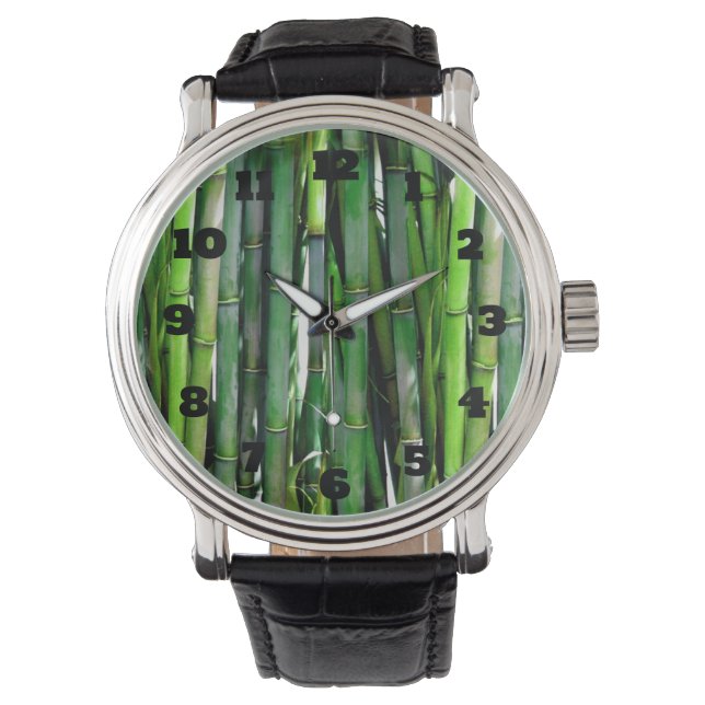 Green Bamboo Stalks Naturfotografie Armbanduhr (Vorderseite)