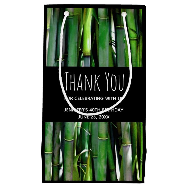 Green Bamboo Stalks Naturfotografie Danke Kleine Geschenktüte (Vorderseite)