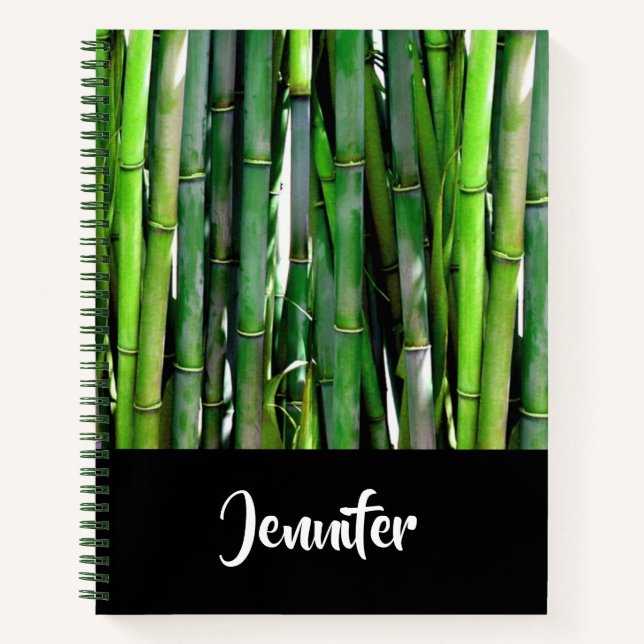 Green Bamboo Stalks Naturfotografie Notizbuch (Vorderseite)