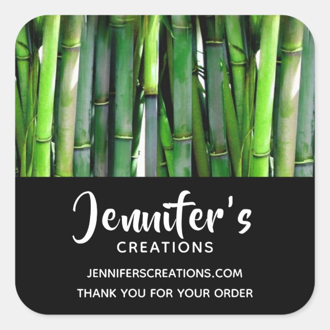 Green Bamboo Stalks Naturfotografy Business Quadratischer Aufkleber (Vorderseite)