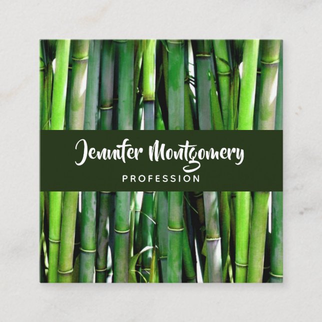 Green Bamboo Stalks Naturfotografy Square Quadratische Visitenkarte (Vorderseite)
