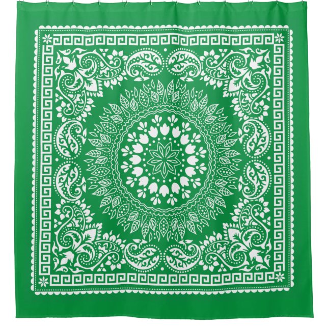 Green Bandana Muster-4 Duschvorhang (Vorderseite)