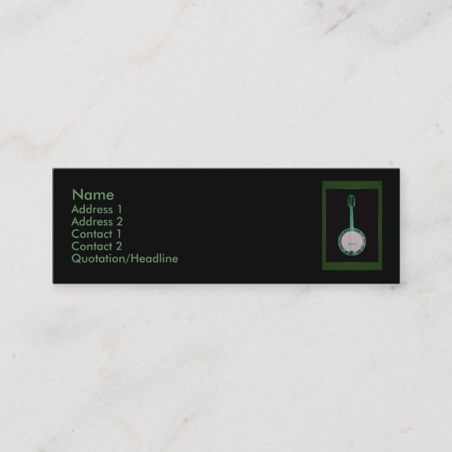 Green Banjo Business Card Mini Visitenkarte (Vorderseite)