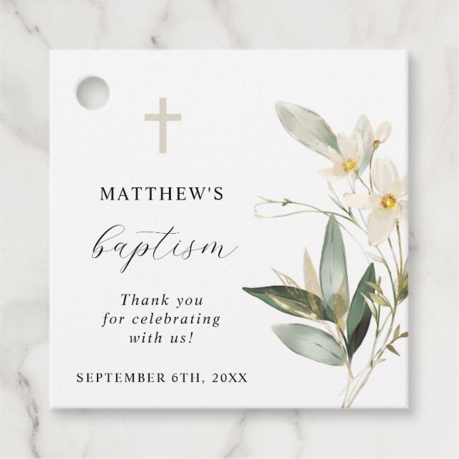 Green Baptism Vielen Dank Geschenkanhänger (Vorderseite)