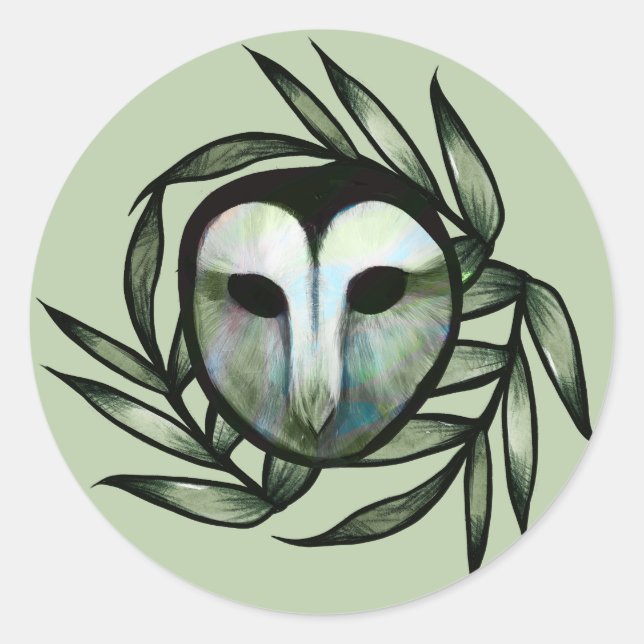 Green Barn Owl                                     Runder Aufkleber (Vorderseite)