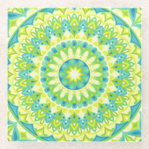 Green Base Mandala Glasuntersetzer