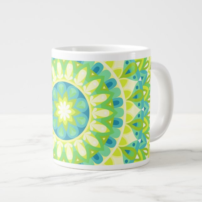 Green Base Mandala Jumbo-Tasse (Vorderseite Rechts)