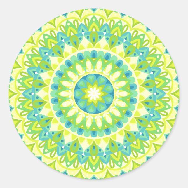 Green Base Mandala Runder Aufkleber (Vorderseite)
