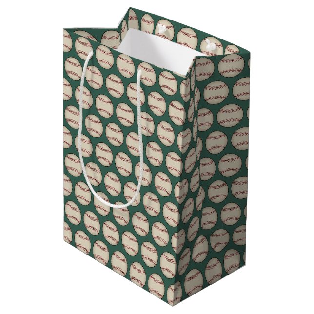 Green Baseball Gift Bag Mittlere Geschenktüte (Rückseite Schrägansicht)