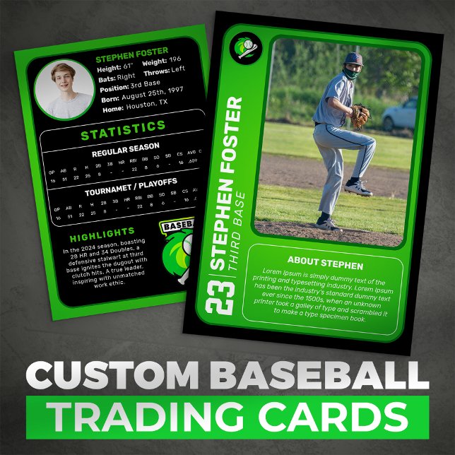 Green Baseball Trading Card Geschenk Baseball Play Telefonnummerkarte (Von Creator hochgeladen)