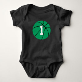 Green Basketball Custom Jersey Number Baby Baby Strampler