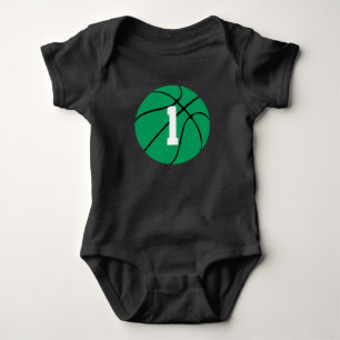 Green Basketball Custom Jersey Number Baby Baby Strampler