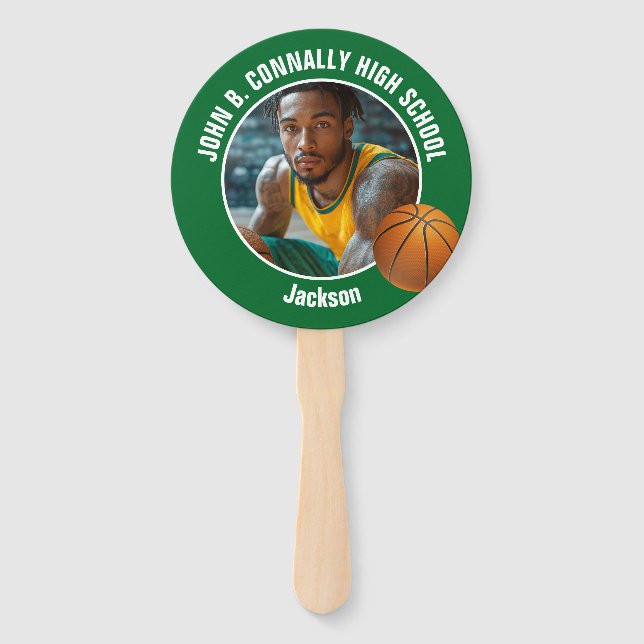Green Basketball Player Photo High School Spirit Fächer (Vorderseite)