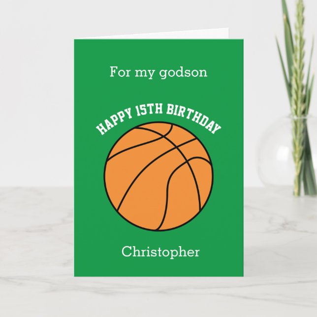 Green Basketball Sport 15e carte d'anniversaire (Devant)