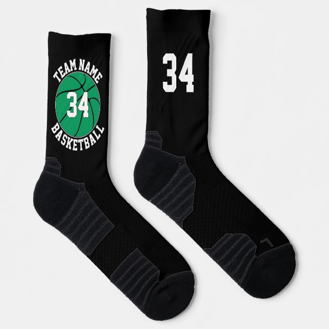 Green Basketball Team Name & Nummer Sport Socken (Rechts)