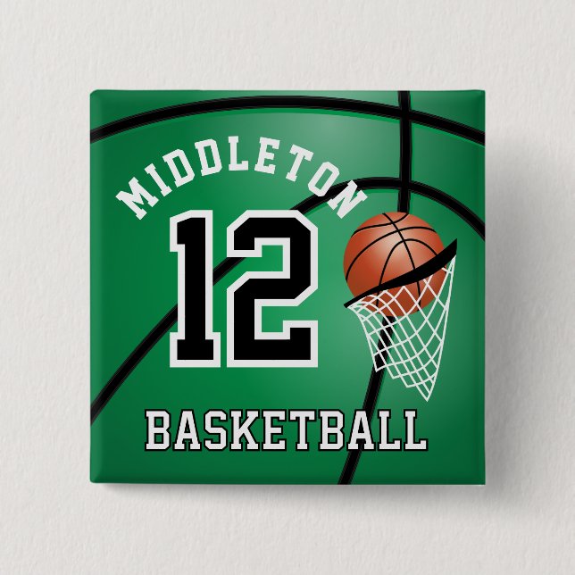 Green Basketball 🏀 und Hoop | DIY Text Button (Vorderseite)