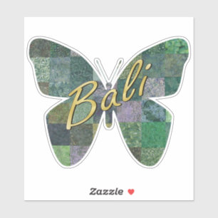 Green Batik Patchwork Butterfly Sticker