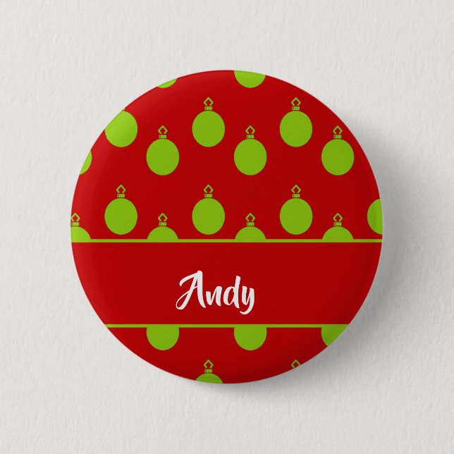 Green bauble silhouette on red button (Vorderseite)