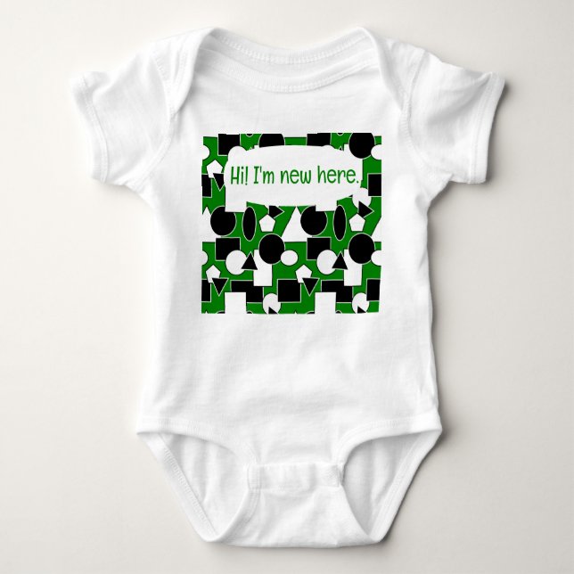Green Bauhaus Collage Baby Strampler (Vorderseite)