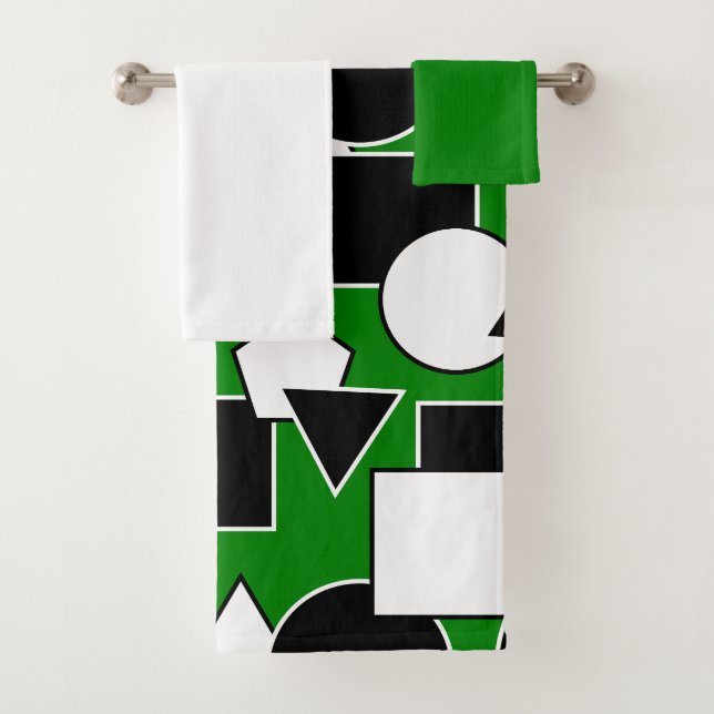 Green Bauhaus Collage Bath Handtuch Set (Insitu)