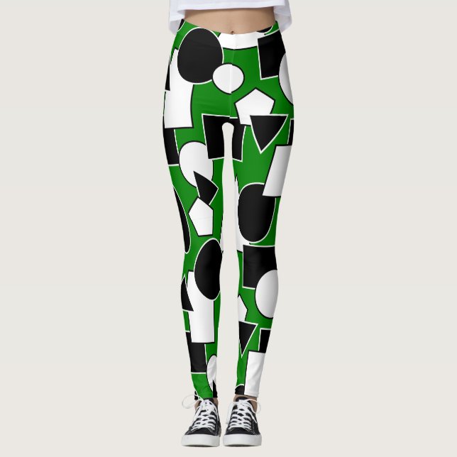 Green Bauhaus Collage Leggings (Vorderseite)