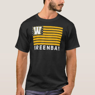 Green Bay USA Flag Dark Green Yellow Green Bay Ame T-Shirt