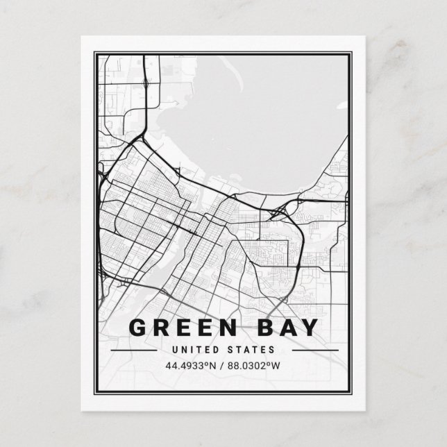 Green Bay Wisconsin USA Travel City Map Postkarte (Vorderseite)
