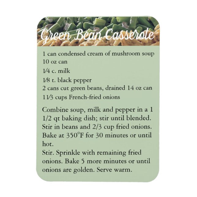 Green Bean Casserole Rezept Magnet Kühlschrank (Vertikal)