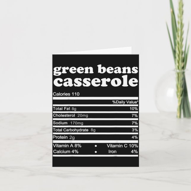 Green Bean Cerole Nutrition Facts Thanksgiving Nut Karte (Vorderseite)